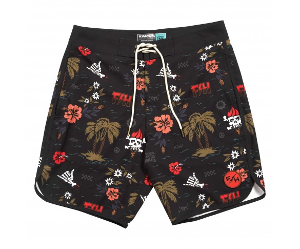 Fasthouse, Tribe 18" Boardshort, Black, VUXEN, 36