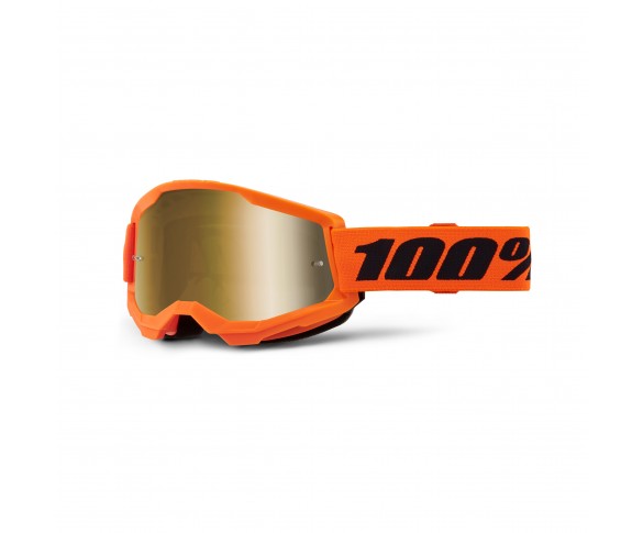 100%, STRATA 2 Glasögon Neon Orange - Mirror Gold Lens, VUXEN