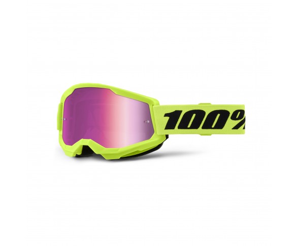100%, STRATA 2 Glasögon Neon Yellow - Mirror Pink Lens, VUXEN
