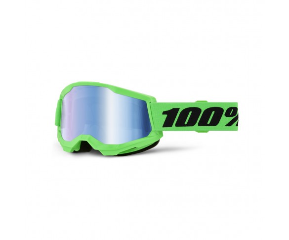 100%, STRATA 2 Glasögon Neon Green - Blue Mirror  Lens, VUXEN