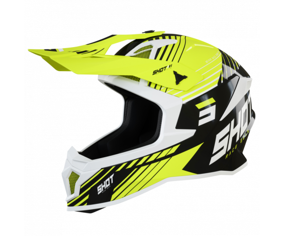 Shot, HJÄLM LITE FURY BLACK NEON YELLOW WHITE GLOSSY, VUXEN, L