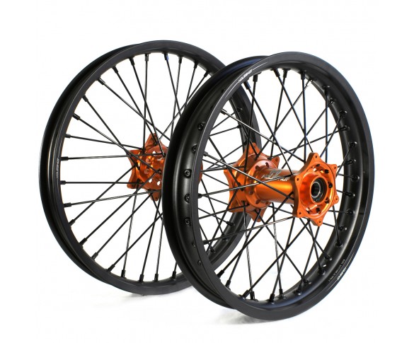 Holeshot, Komplett Hjulset, 1,85/1,60, 16/19", BAK FRAM, MATT SVART ORANGE