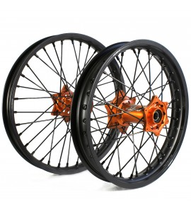 Holeshot, Komplett Hjulset, 2,15/1,60, 18/21", BAK FRAM, MATT SVART ORANGE