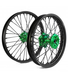 Holeshot, Komplett Hjulset, 2,15/1,60, 18/21", BAK FRAM, MATT SVART GRÖN