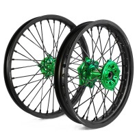 Holeshot, Komplett Hjulset, 2,15/1,60, 18/21", BAK FRAM, MATT SVART GRÖN